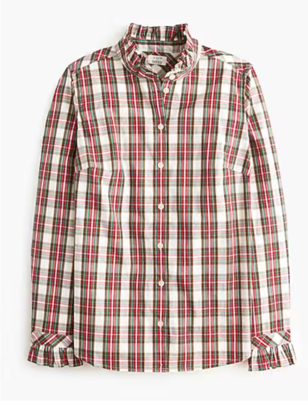 J Crew Factory Ruffleneck Button Up Top NWT